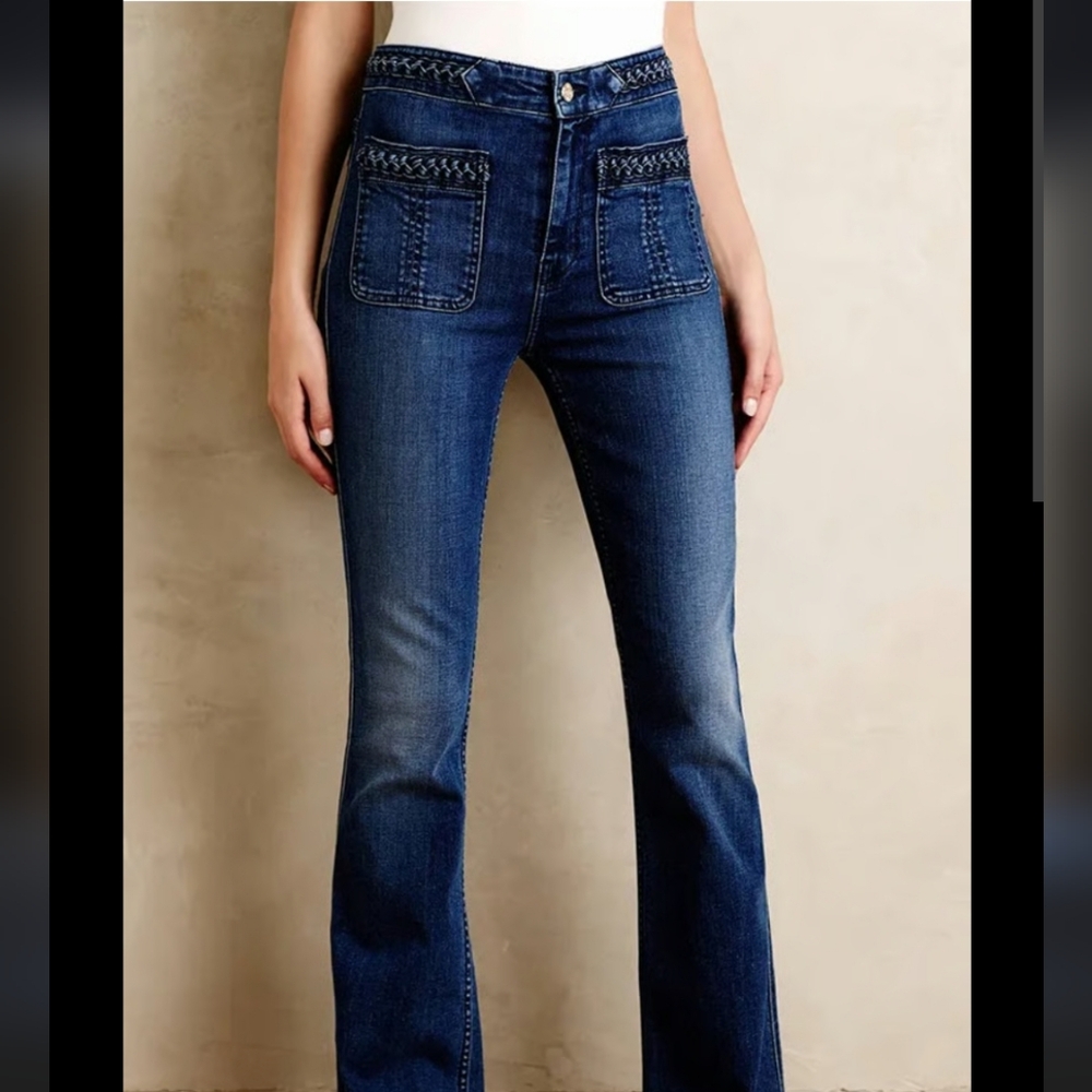7 for All Mankind Braided High Waist Flare Denim Jeans